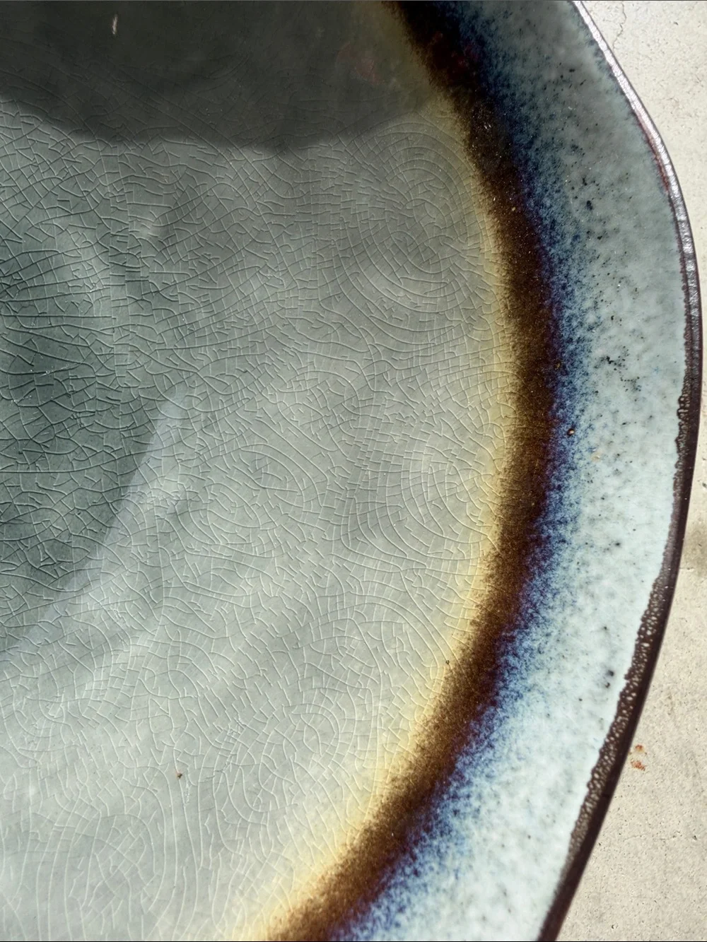 World Market Ceramic Serving Bowl in Blue, Brown and Gray Tones